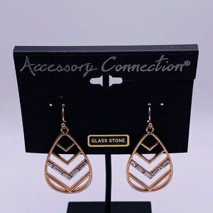 Accessory Connection Goldtone Glass Stone Teardrop Hook Earrings New